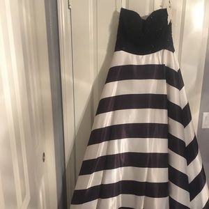 Black and White Jeweled A-Line Dress